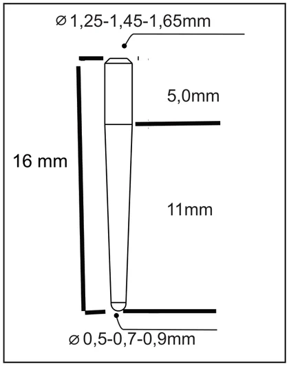 Plano técnico Conical Type 1 con medidas